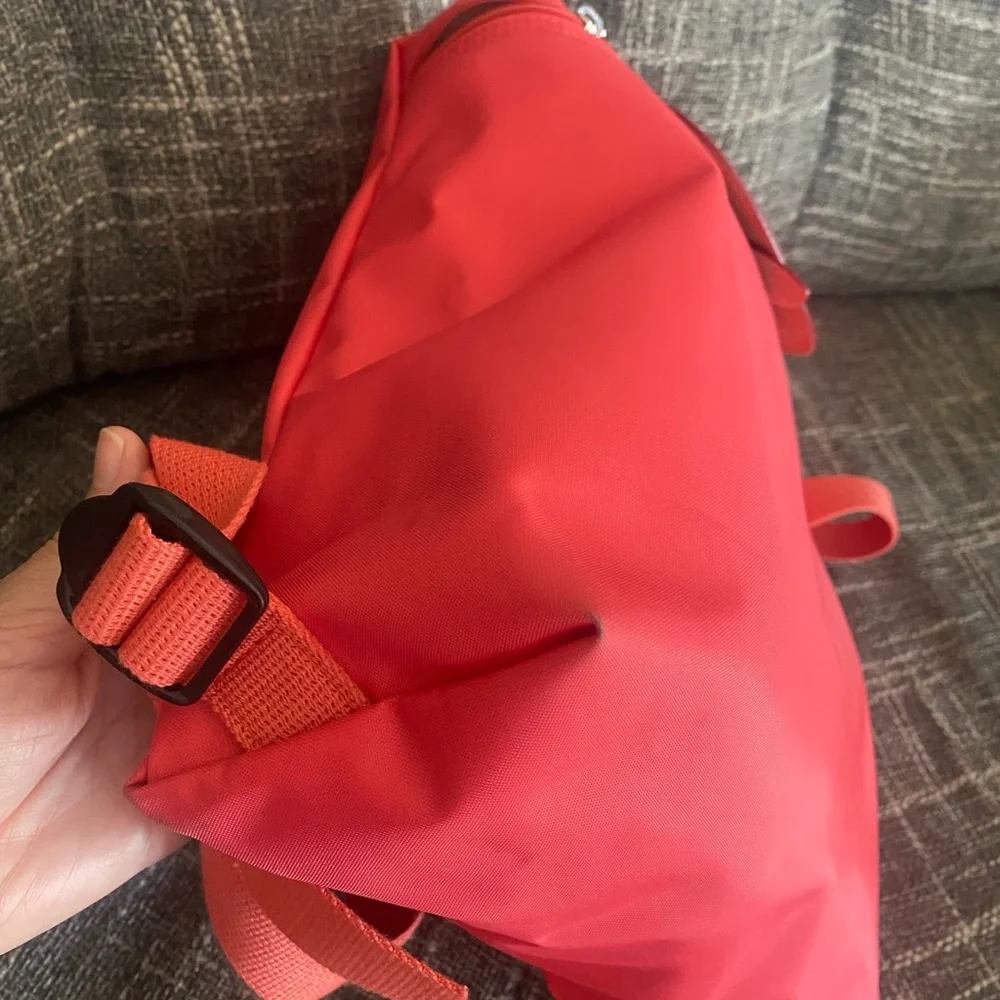 Longchamp Coral Pink Backpack Adjustable Straps - Picture 4 of 14